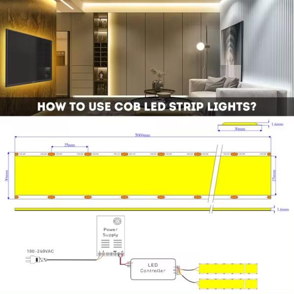 3000K/4000K/6000K Color Temperature 1600leds/m COB LED Strip for Professional Lighting