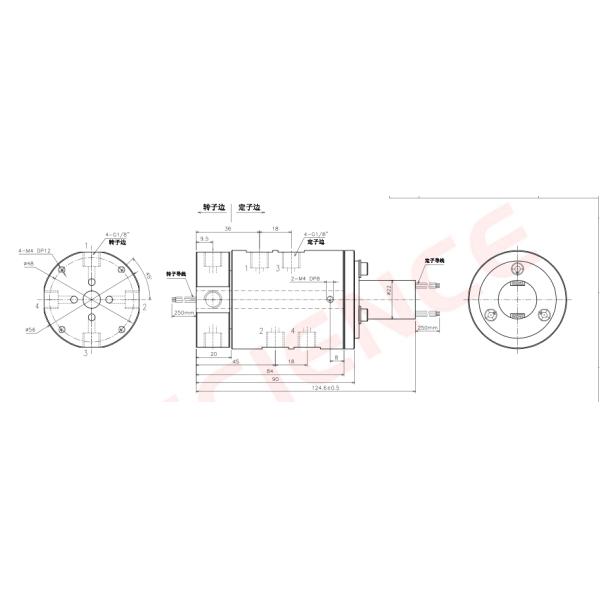 ISO 4 Passage Rotary Union Pneumatic 24 Circuits 2A For Cleanrooms