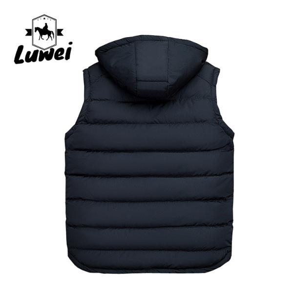 Winter Black Polyester Cotton Thick Hooded Utility Slim Fit Sleeveless Man Cotton Quilted Waistcoat Vest