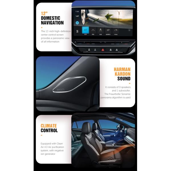 Electric Car EV Id.4 Crozz VW Id4 2023 2024 Id4 Pro Max Speed 160 Km/h 4612*1852*1640 Size