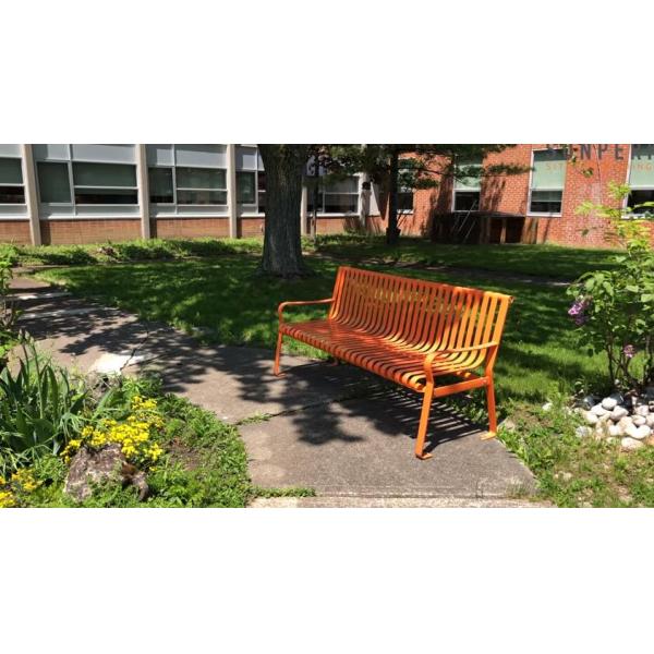 OEM Wood Patio Bench , Outdoor Wood Bench With Back HDPE Slats Material