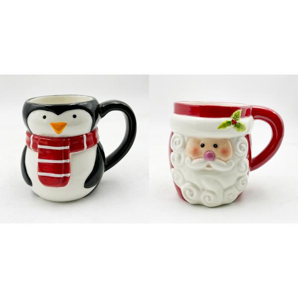Customized Ceramic Christmas Mugs Glossy Finish And Colorful Design