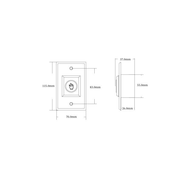 Waterproof No Touch Exit Button , Square Push To Exit Button With Timer