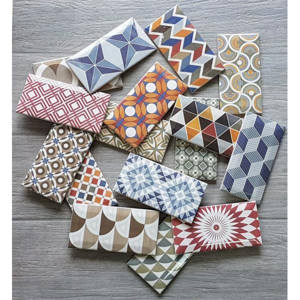 Modern Ceramic Wall Tiles 75x152mm Multiple Colors White Body