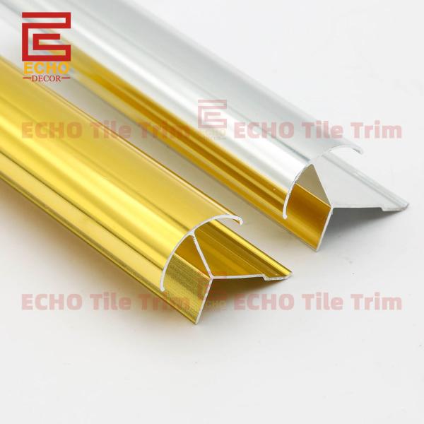 Close-up of double edge rounded tile corners