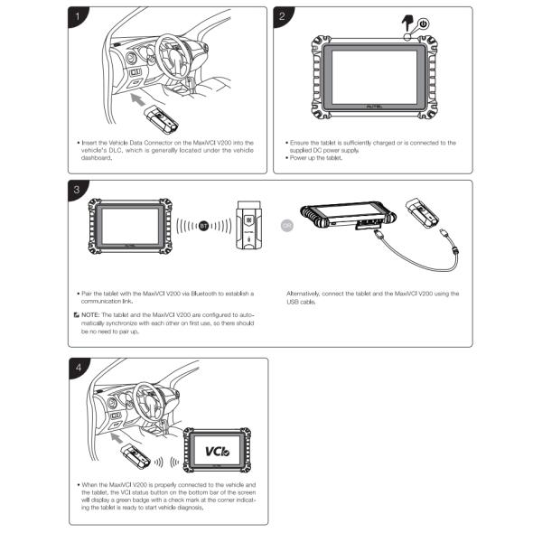 Autel MaxiVCI VCI 200 Bluetooth Used With Diagnostic Tablets MS906 PRO ITS600K8 and KM100