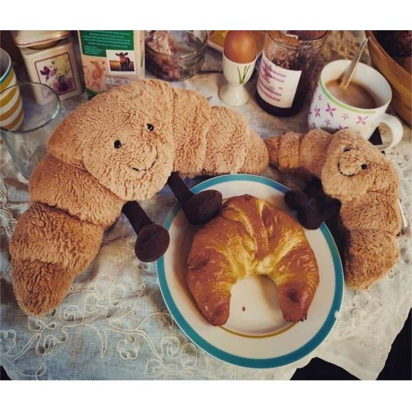 WeightedPlush 9" Croissant Plush Cute Smile Croissant Bread Pillow Stuffed Animals Funny Soft Food Plushies