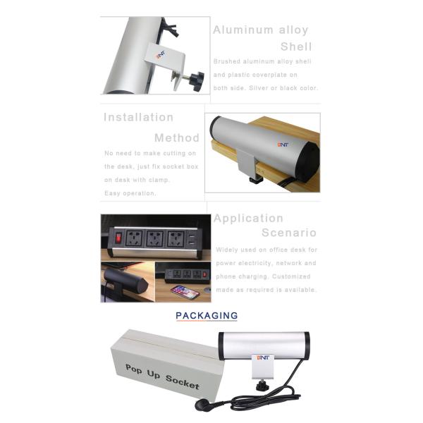 Office power supply solution clamp on table top power socket with usb