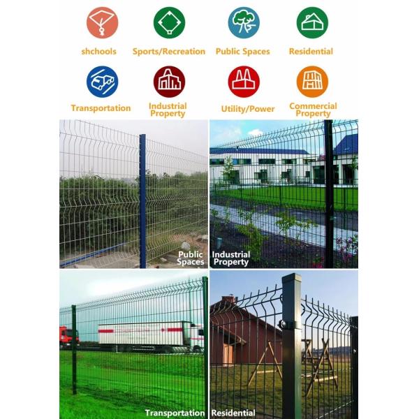 Green Rat Proof Garden Fence , PVC Coated 3D Triangle Wire Folding Fence