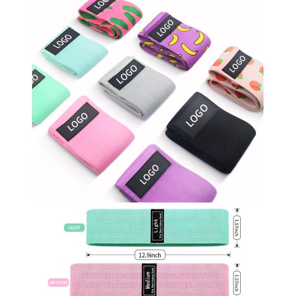 Pilates Custom Printed Fabric Resistance Bands Glute Gym Polyester Latex