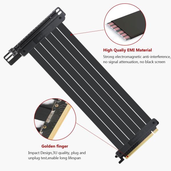 PCI Express Riser Card PCI-E 3.0 x 16 Riser Card Extender Ribbon Flexible Extension Cable 90 Degree For Graphic Cards(30cm)