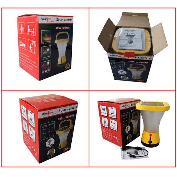 CE 12H Solar Power LED Lantern 2W 5V Solar Lantern With Phone Charger