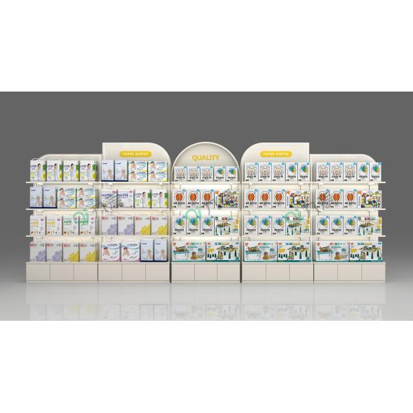 Baby Display Rack Irregular-Shaped Paper Goods High Cabinet with Adjustable Shelves for Mom & Baby Store Design