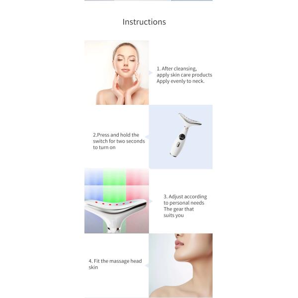EMS Micro Current Face And Neck Lifting Massager LED Photon Handheld Beauty Device