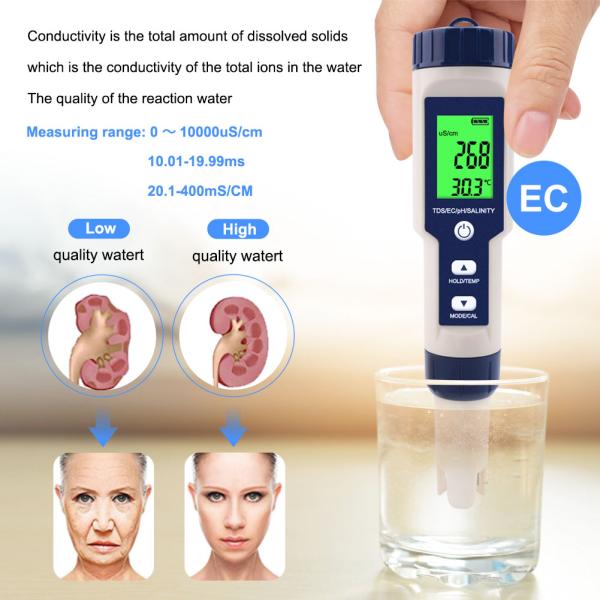 Drinking Water 0.1MS/CM EC Salinity Pocket Ph Meter