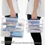 3-Tier Plastic Storage Containers With Lids, Handled Art Supply Craft Organizer