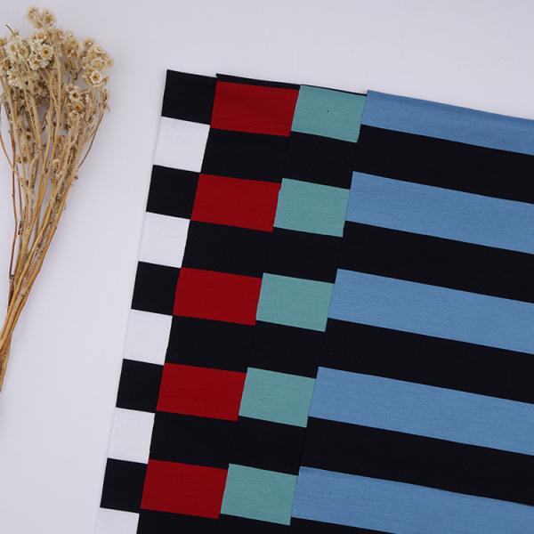 Comfortable Black Stripe Fabric Mercerized Cotton Skin Friendly Texture