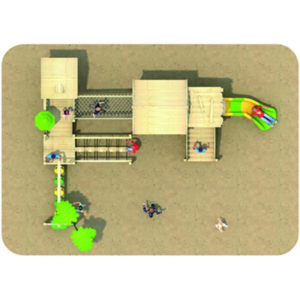 Multicolor Wooden Climbing Frame With Slide Backgrounds Burlywood UV Resistance