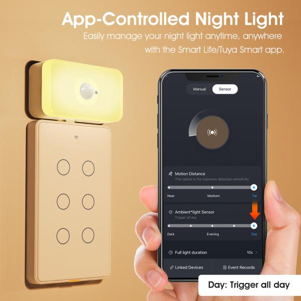 Tuya WIFI PIR Motion Sensor Human Body Sensing Smart LED Night Light Detection App Voice Works With Alexa Google Home Suitable For Bedrooms, Kitchens,