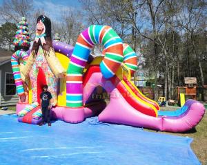 China Kids Tarpaulin Inflatable Bouncer Slide Candy Bounce House wholesale