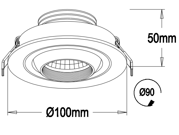 3W 240LM 3000K Warm White 75mm Cut out Led Ceiling Light With SAA Certificate