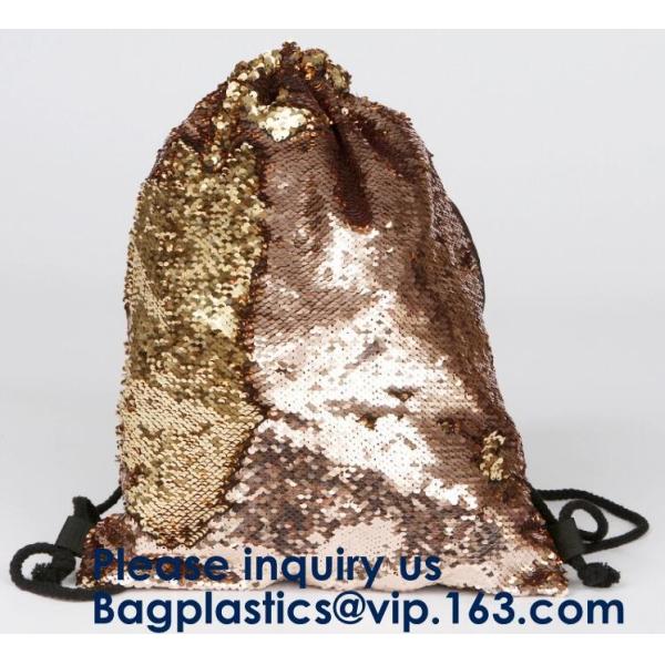 Fashion Bling Sublimation Strapping Sequin Drawstring Backpack Bag,Glitter Mermaid Flip Sequin Bag Outdoor Shoulder Reversib