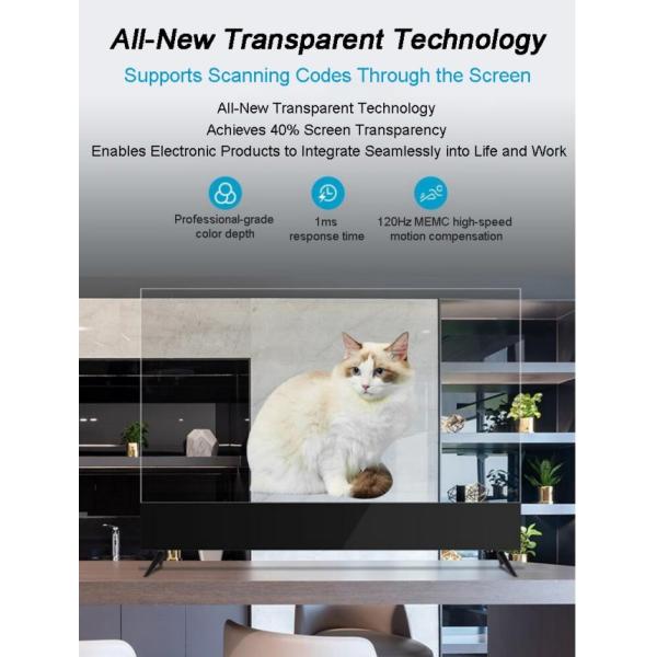 Transparent Digital Signage OLED Screen HD display Touch Ultra Thin Transparent OLED Display with 8 Array Mic