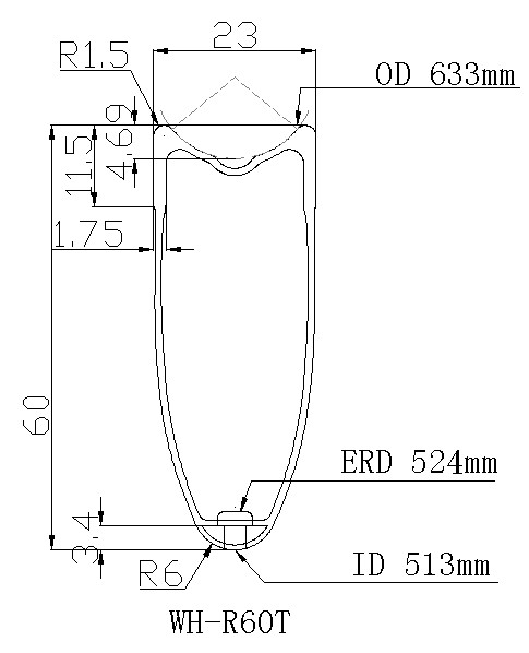 Fast delivery cheap 3K/ud Wheel 60mm*23mm 700c full carbon rim tubular road bike Rims