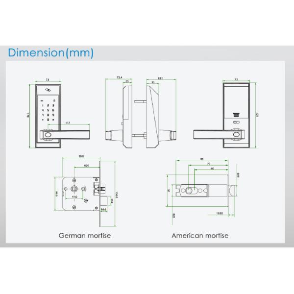 12 Digits Touch Keypad Rfid App Bluetooth Fingerprint 54mm Door Lock