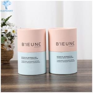 China Compostable Cylindrical Paper Box With Curled Edges Silk Screen Printing wholesale