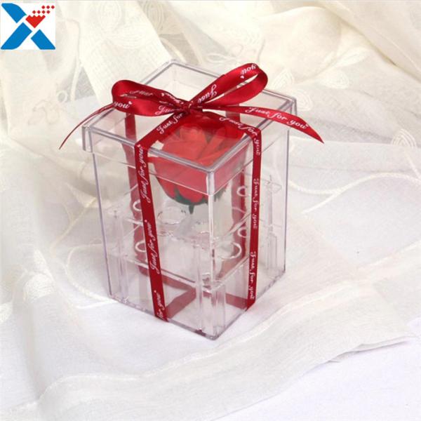 Flower Packing Clear Acrylic Box Display Cases Organizer Rose Gift Box With Cover