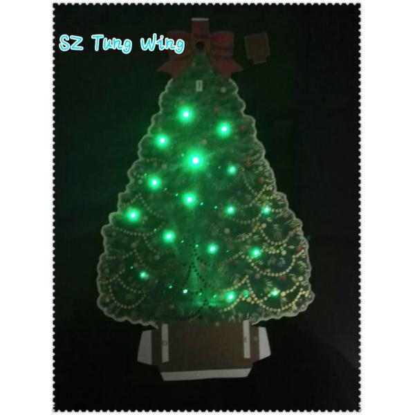 Christmas Tree Shaped Greeting Card Sound Module 4C Printing With AG10 Battery