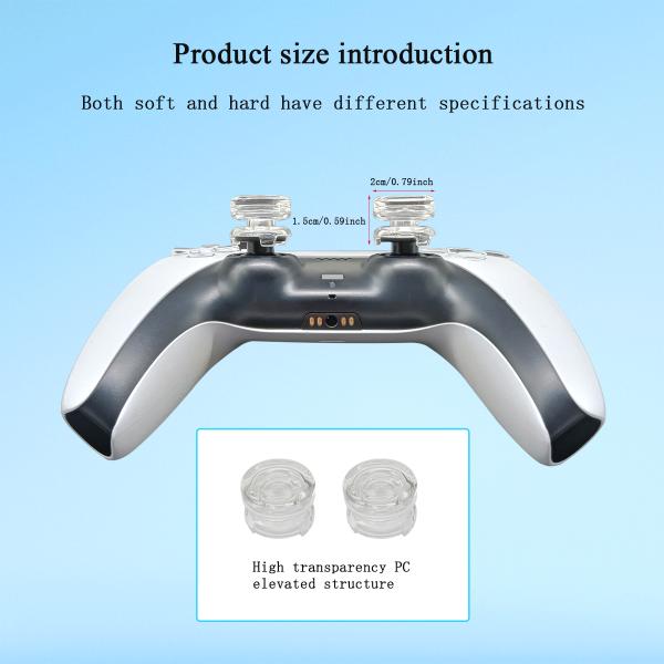 4 in 1 High Transparency Silicone PC Thumb Stick Joystick Caps for PS5 PS4 Xbox