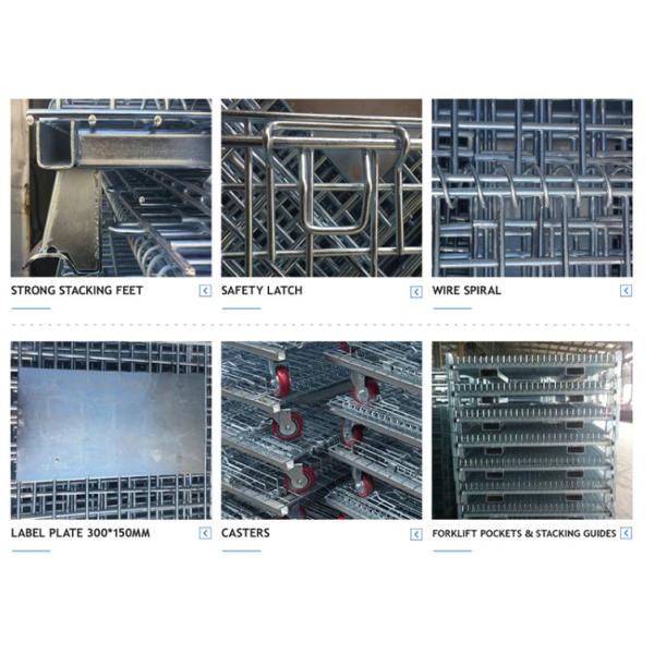 1000x1200mm Metal Steel Storage Welded Wire Mesh Pallet Cage Foldable Cage Container