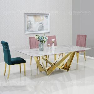 China ODM Modern Dining Room Furniture 123kg Tempered Glass Rectangular Table wholesale