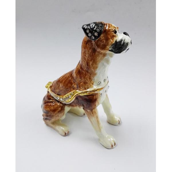Bejeweled Home Decoration Dog metal trinket box Enamel Pewter Alloy Dog design metal trinket box