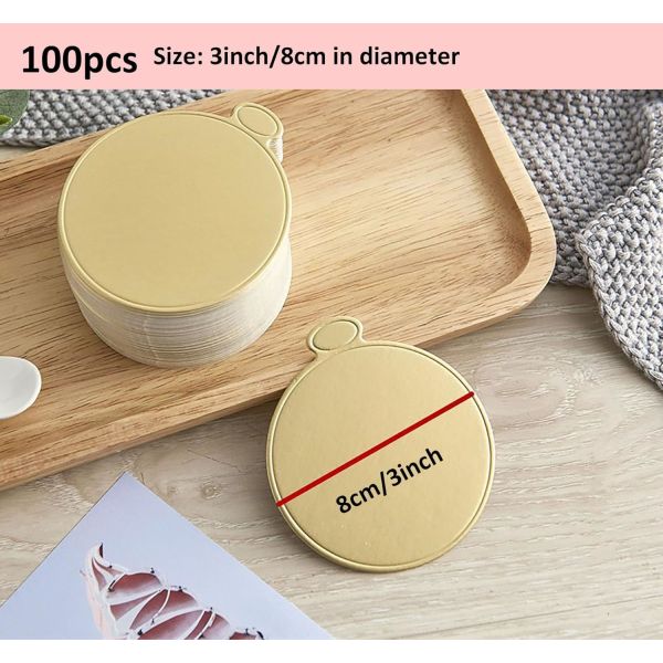 Mini Round Golden Cake Boards Mousse Cupcake Base Paper Plates Circle Dessert Board Gold/Silver Mini 6cm Round Paper Cake Boards Mini Square Golden