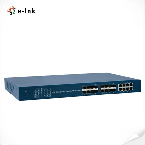 Management Gigabit Fiber Switch 16 Port 1000m Sfp + 8 Port 10/100/1000m Rj45