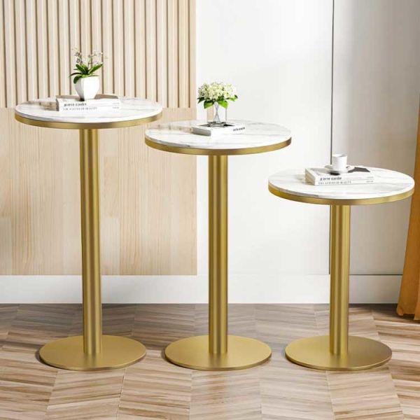 Diameter 550mm Round Golden Table Bar Chairs And Table For Living Room
