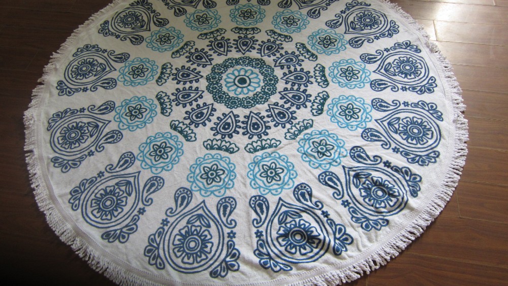 Small Quantity custom size custom design round beach towel brand summer large round towel