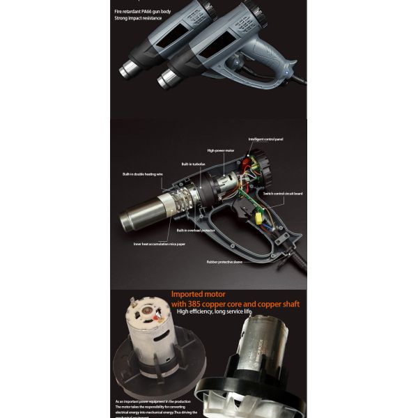 220V Hot Air Heat Gun AC Green 1916 2000W With Temperature Digital Display