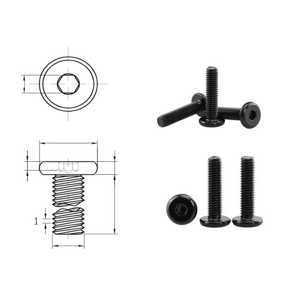 Hex Socket Pan Head Screw Zinc Pan Head Black Screws M8 For Furniture