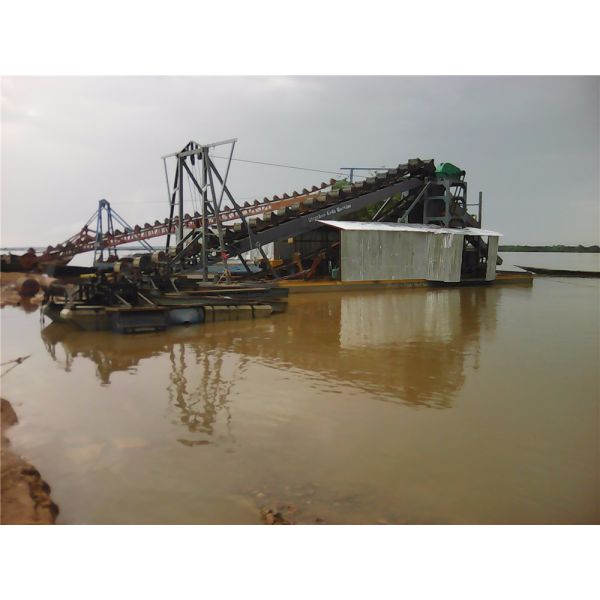 Gold Panning 60CBM/H Bucket Chain Dredger Diamond Gold Mining Ship