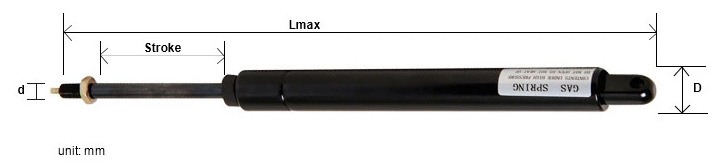 Hydraulic Lockable Steel Compression Gas Spring Replaceable Connector For Outdoor Furniture