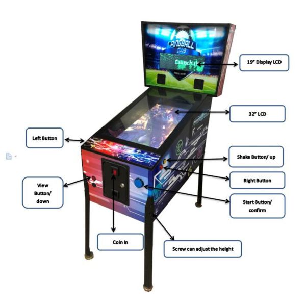 3 Screens 42 Inches Retro Arcade Machine Coin Operated Virtual Pinball Machine