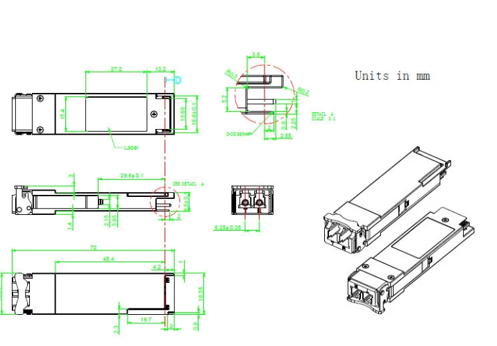 FTTB QSFP Optical Transceiver 40g Lr4 CWDM Dust Cover Sfp Fiber Module