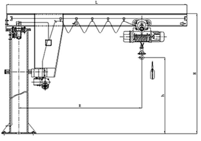 Workshop Electric Hoist Mast Type Jib Crane Single Beam Column Mounted