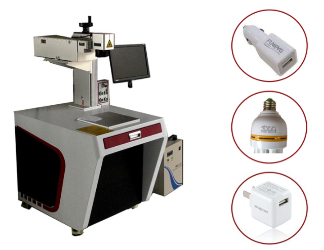 Industrial Fiber Laser Marking Machine 80kHz High Marking Speed With Rotary