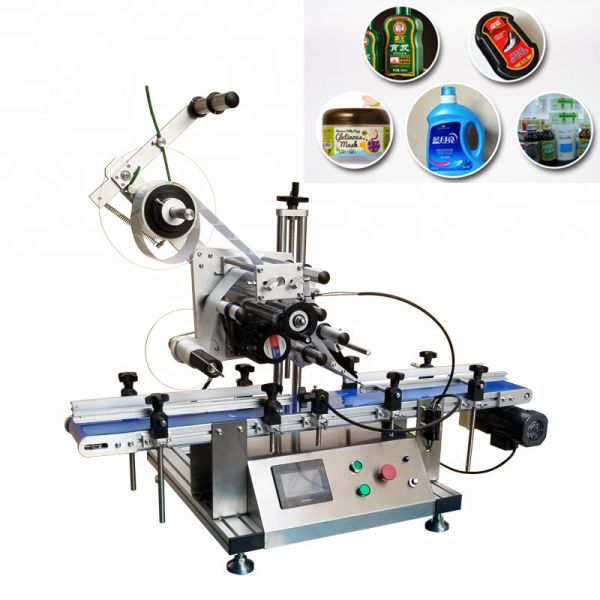 Flat Surface Bottle Packaging Labeling Machine , Tabletop Automatic Sticker Machine