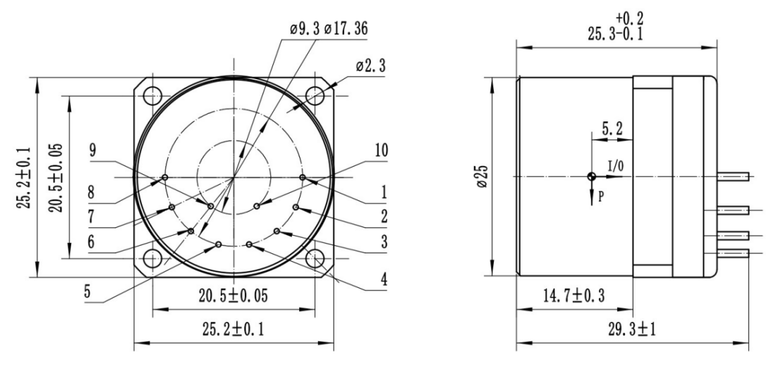 Square flange version of ACC2 Series Accelerometer